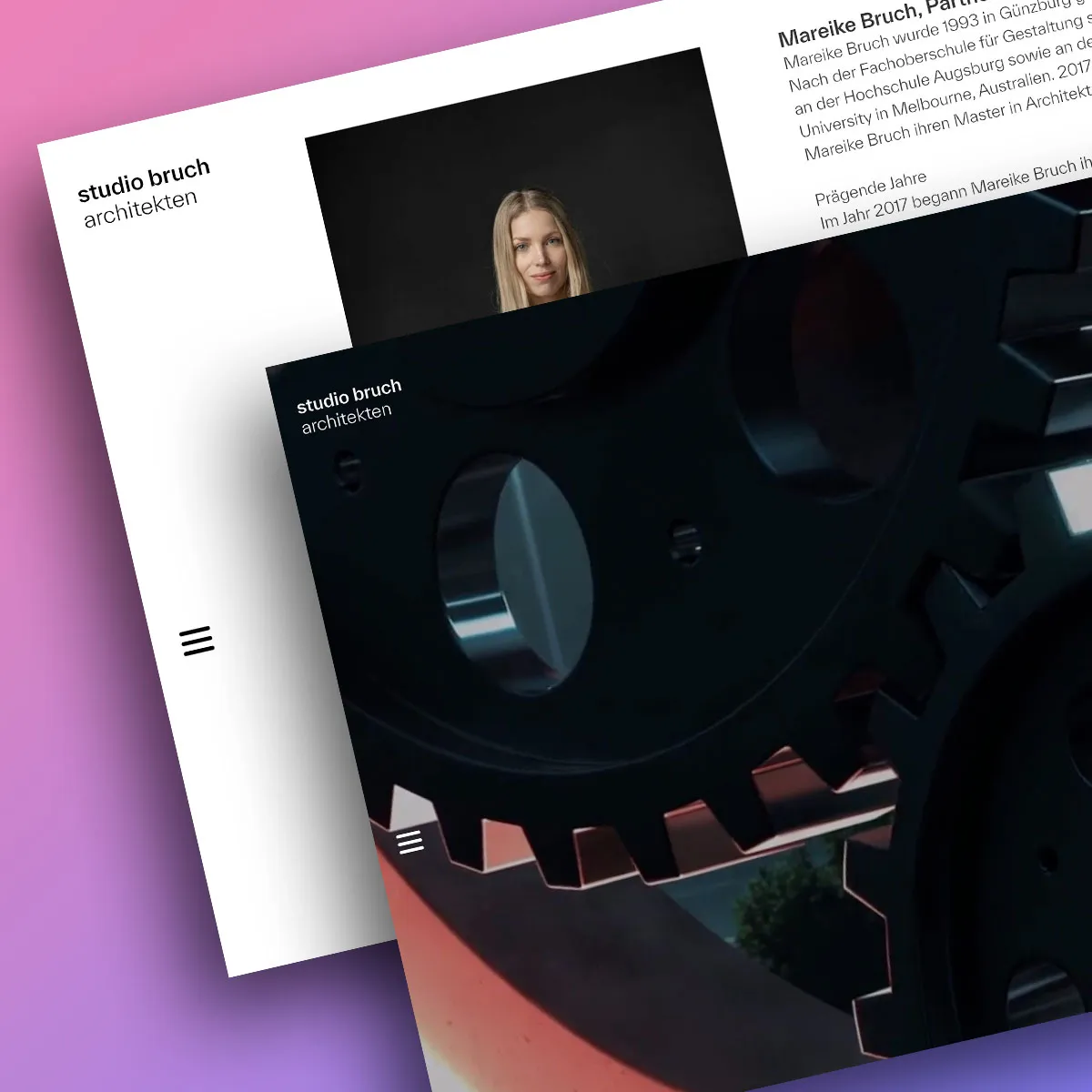 Portfolio, Screenshot von einer Webseite, Studio Bruch Architekten