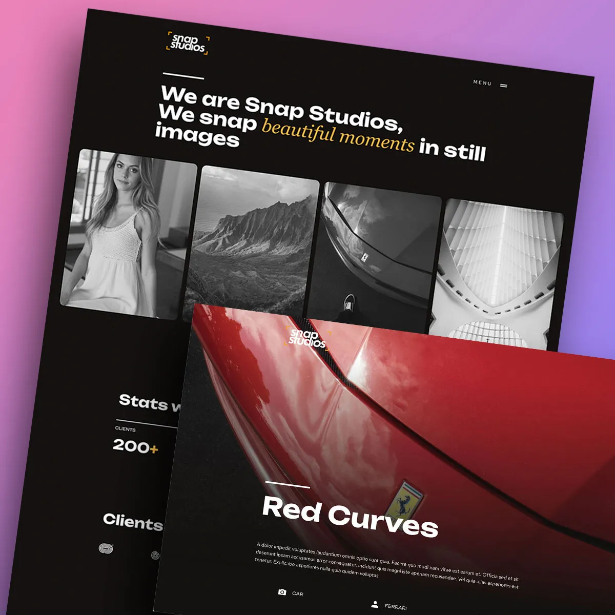 Screenshot einer Website - SnapStudios