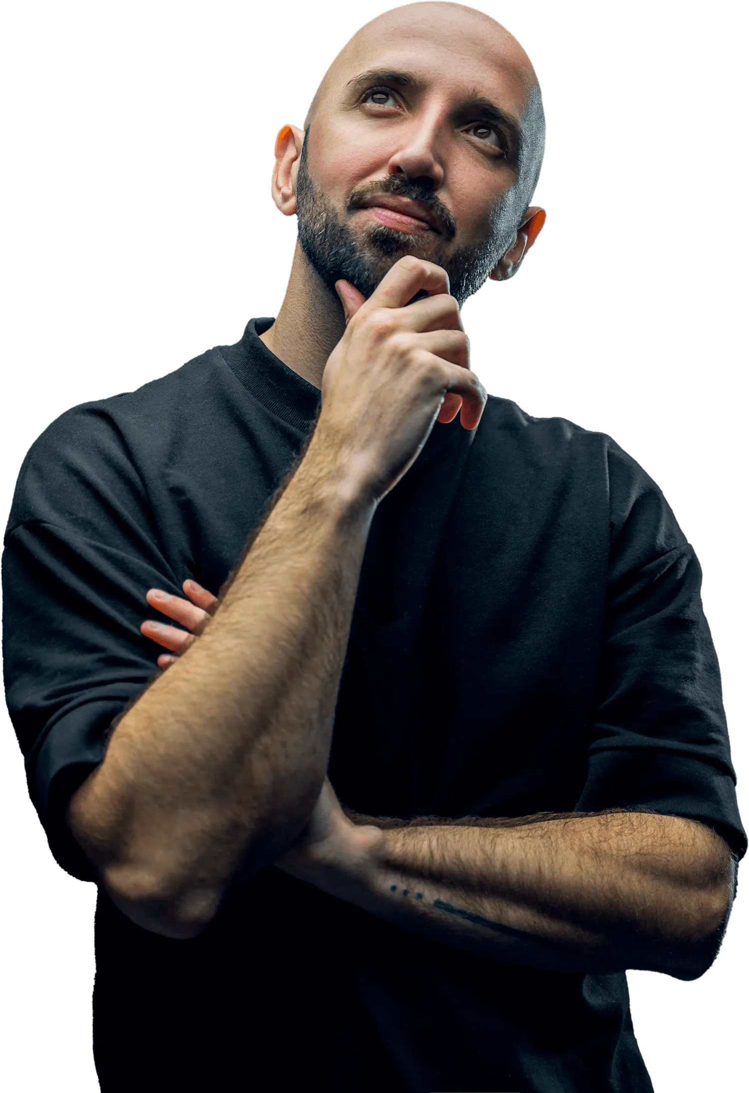 Portrait von Viktor Stark in der Denkerpose
